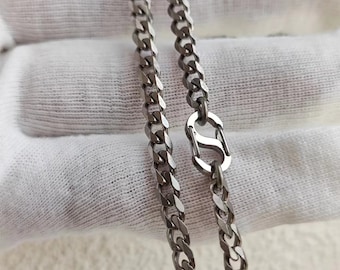 Pure Titanium Chain 3.9 MM Width Diamond Cut Curb Chain Necklace