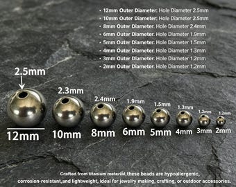 Solid Titanium Round Beads, Hypoallergenic, Lightweight, Jewelry Making Supplies