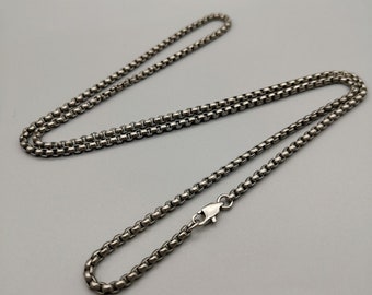 Collier boîte en titane pur, chaîne de perles en métal de 3 mm, antiallergique, collier avec pendentif assorti, bijoux pour amoureux, meilleur cadeau pour la famille et les amis