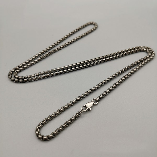 Reine Titan Box Halskette, 3 mm Metallperlenkette, Anti-Allergie, All-Match-Anhängerhalskette, Liebhaberschmuck, bestes Geschenk für Familie und Freund