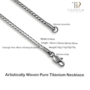 Woven Titanium Twist Necklace: Lightweight Hypoallergenic Jewelry