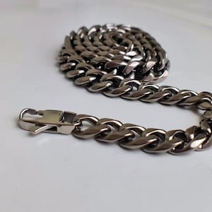 Colar de corrente de titânio robusto de 10,5 mm para homens - Joia de ginástica hipoalergênica - Corte de diamante