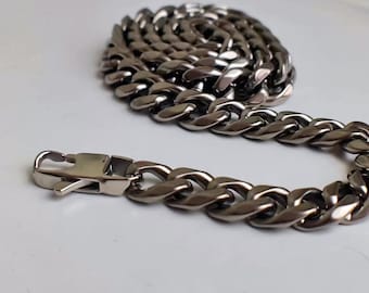 10.5MM Chunky Titanium Chain Necklace for Men - Hypoallergenic Gym Jewelry - Diamond Cut