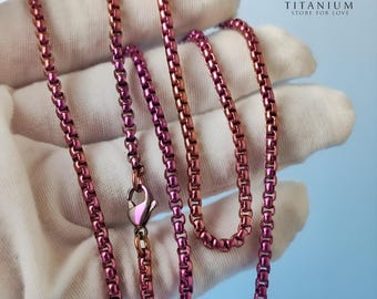Hypoallergene titanium ketting 3 mm doosketting ｜Verguld/geanodiseerd goud｜6 lengtes ｜Voor de gevoelige huid