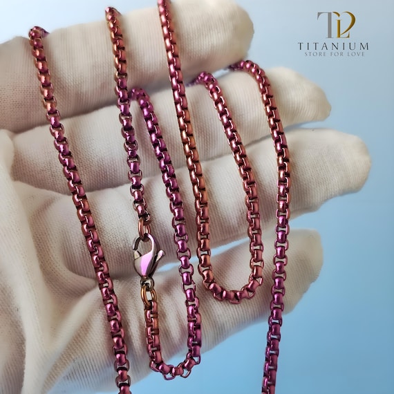Hypoallergenic Titanium Necklace 3mm Box Chain ｜Plated/Anodized Gold｜6 Lengths ｜For Sensitive Skin