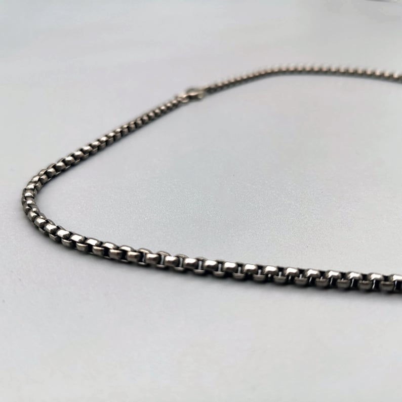 Pure Titanium Box Necklace, 3 MM Metal Pearl ChainAnti-Allergy, All-Match Pendant Necklace, Lover Jewelry,Best Gift To Family And Friend zdjęcie 5