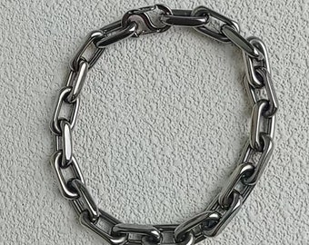 Industrial Titanium Biker Bracelet: 8mm Square-Cut Chain, Hypoallergenic