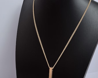 Solid Titanium Bar Pendant Chain Necklace