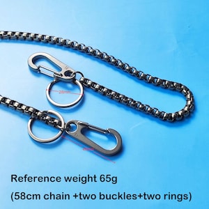 Pure Titanium 7MM Box Link Chain, Punk Biker Wallet Key Chain, Hypoallergenic Men's Accessory