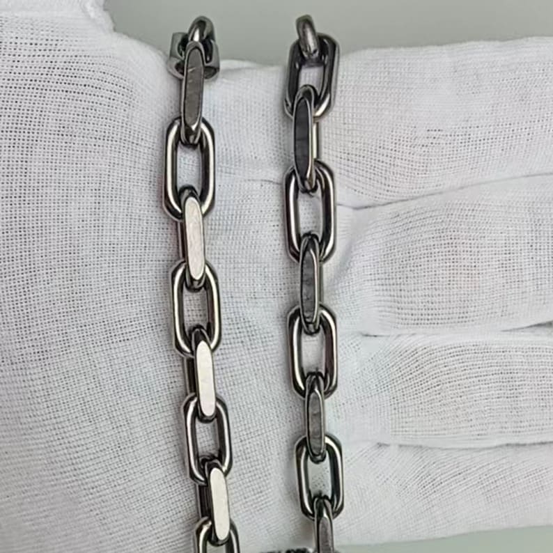 8mm Solid Titanium Elongated Cable Chain Necklace Eternal Jewelry Gift for Him image 8