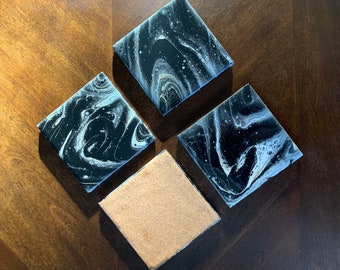 Painted resin tile coasters