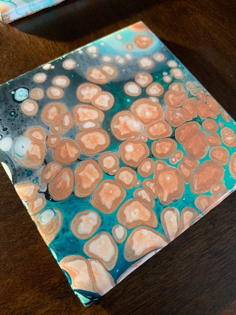 Bemalte Keramik Fliesen Harz beschichtet untersetzer Etsy