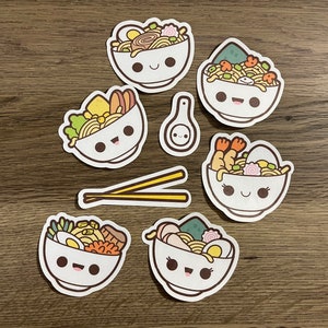Kawaii Ramen Bowl Sticker Pack | Cute | Fun Stickers | Stickers | Gift for Her | Pack of 8 Planner Stickers