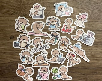 Otters Doing Fun Things Sticker Pack | Cute | Fun Stickers | Stickers | Gift for Her | Pack of 20 Planner Stickers