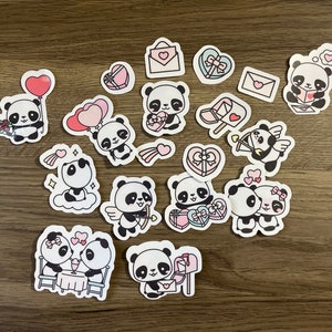 Cute Valentine Panda  Sticker Pack | Cute | Fun Stickers | Stickers | Gift for Her | Valentine Gifts| Pack of 18 Planner Stickers