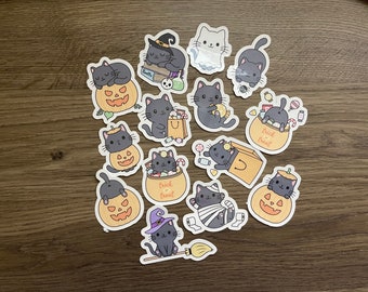 Cute Halloween Spooky Cats Sticker Pack | Cute | Fun Stickers | Stickers | Gift for Her | Pack of 14 Planner Stickers | Halloween Gifts