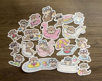 Otters Summer Fun Sticker Pack | Cute | Fun Stickers | Stickers | Gift for Her | Pack of 19 Planner Stickers