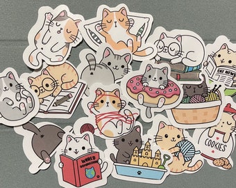 Die Cut Matte Cat Kawaii Cat Sticker Merry Meow Sticker Cat Christmas Sticker