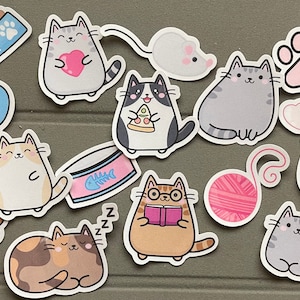Cute Kawaii Playful Cats Sticker Pack | Cute | Fun Stickers | Stickers | Gift for Her | Pack of 14 Planner Stickers