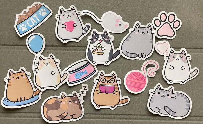 Cute Kawaii Playful Cats Sticker Pack | Cute | Fun Stickers | Stickers ...