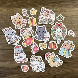 Cute Christmas Kawaii Cats Sticker Pack | Fun Stickers | Holiday Sticker Pack | Gift for Her | Christmas Gifts | Stocking Stuffer