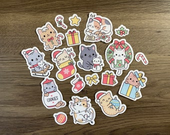 Cute Christmas Kawaii Cats Sticker Pack | Fun Stickers | Holiday Sticker Pack | Gift for Her | Christmas Gifts | Stocking Stuffer