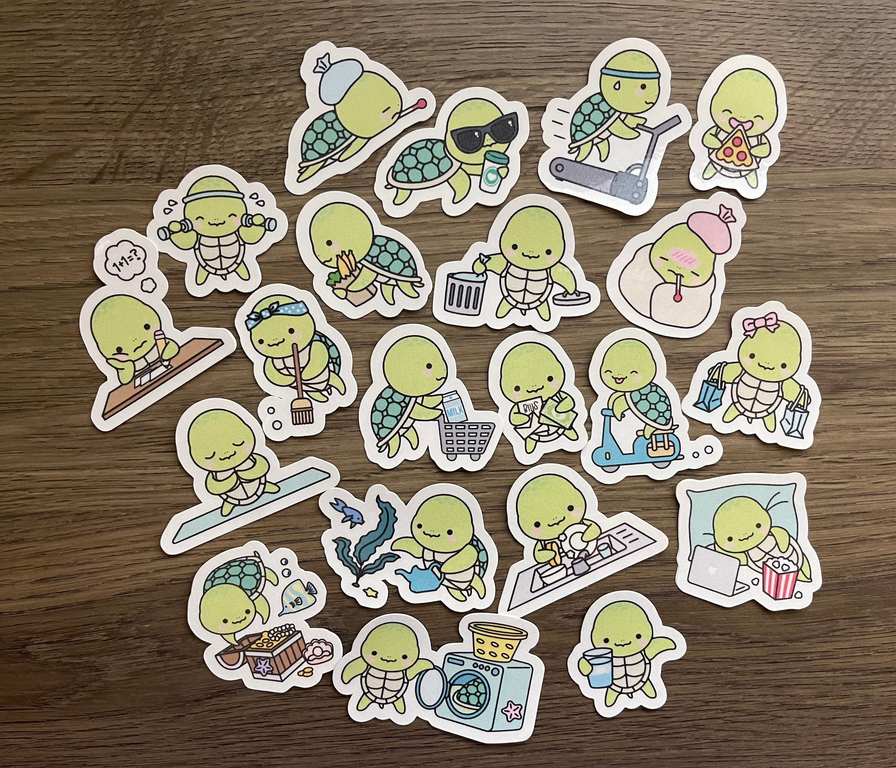 Turtles Doing Fun Things Sticker Pack | Cute | Fun Stickers | Stickers | Gift for Her | Pack of 20 Planner Stickers