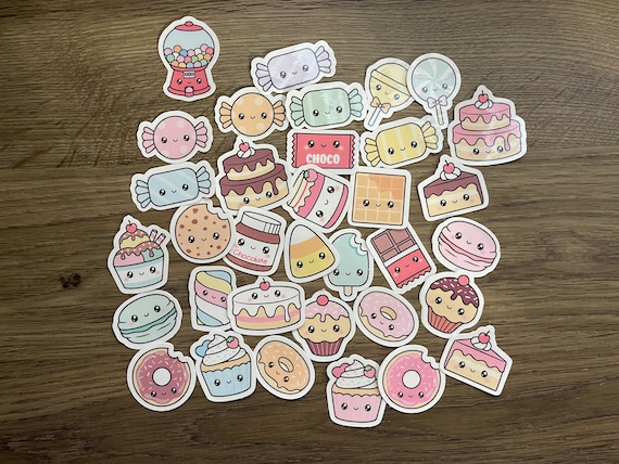 Sweet Treats Food Kawaii Sticker Pack | Cute | Fun Stickers | Stickers |  Gift for Her | Pack of 34 Planner Stickers