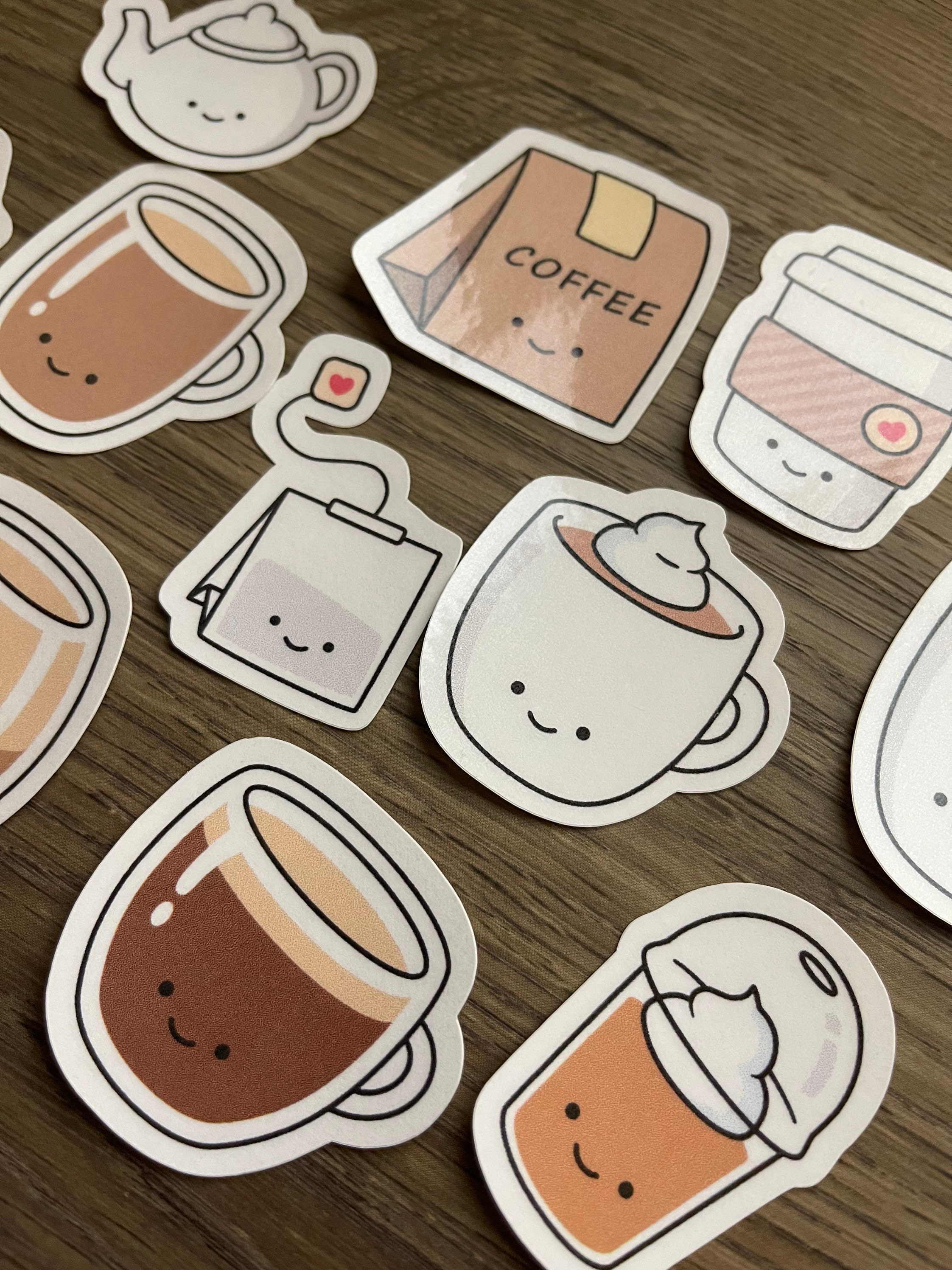 Cute Coffee and Tea Kawaii Sticker Pack | Cute | Fun Stickers ...
