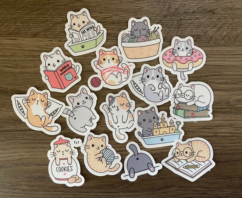 Cute Kawaii Cat Sticker Pack Cute Fun Stickers Stickers - Etsy