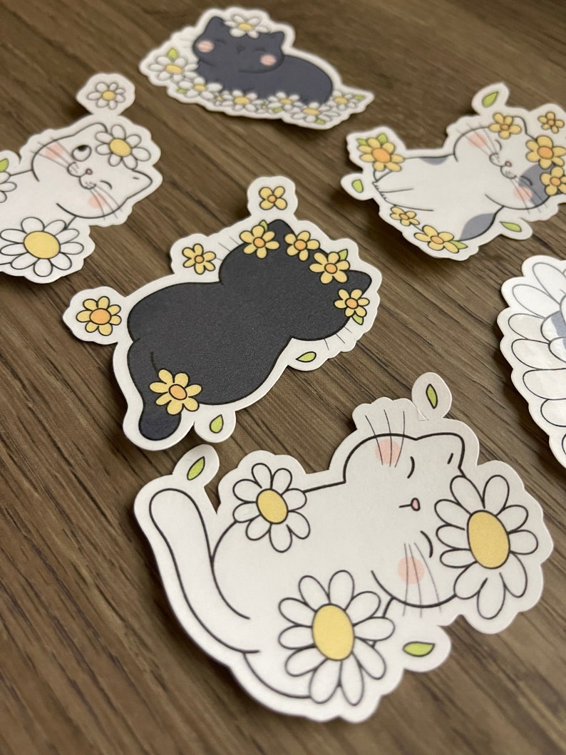 Cute Daisy Cats Sticker Pack | Cute | Fun Stickers | Food Stickers ...
