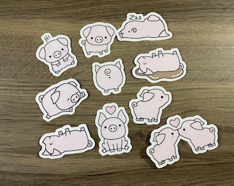 Cute Kawaii Pigs Sticker Pack | Cute | Fun Stickers | Stickers | Gift for Her | Pack of 10 Planner Stickers