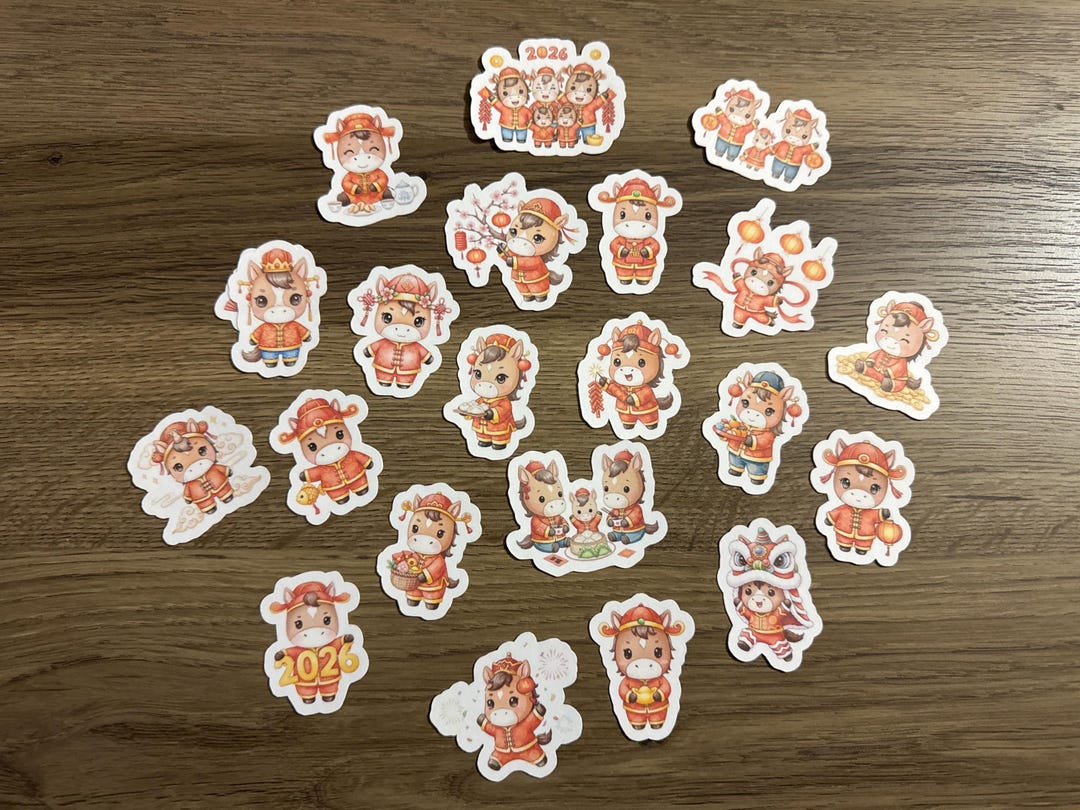 Year of the Horse Lunar New Year Kawaii Sticker Pack | 2026 | Cute ...