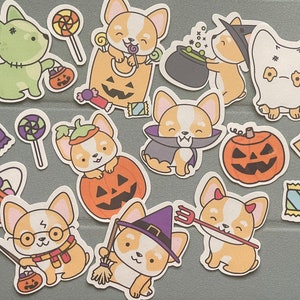 Halloween Corgi Sticker Pack | Cute | Fun Stickers | Stickers | 9 Planner Stickers + Bonus Stickers | Halloween Gifts | Approx 2.3” x  2”