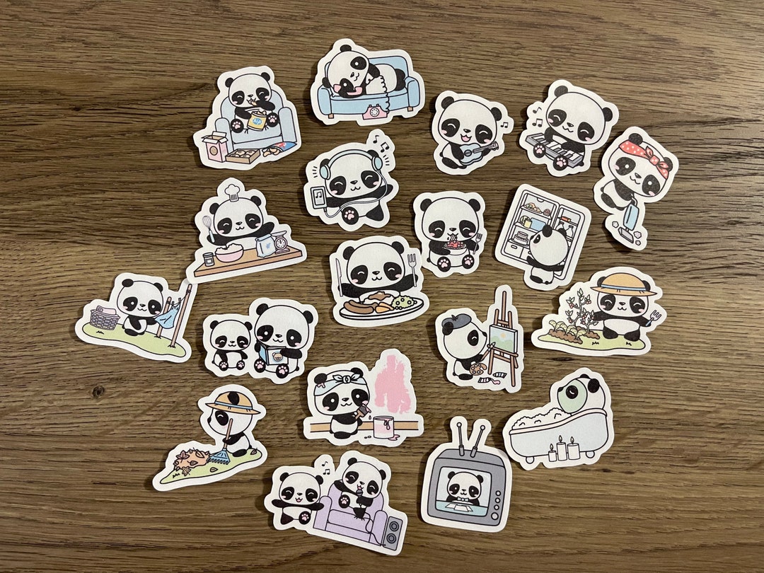 Kawaii Pandas Having Fun Sticker Pack | Cute | Fun Stickers | Stickers ...