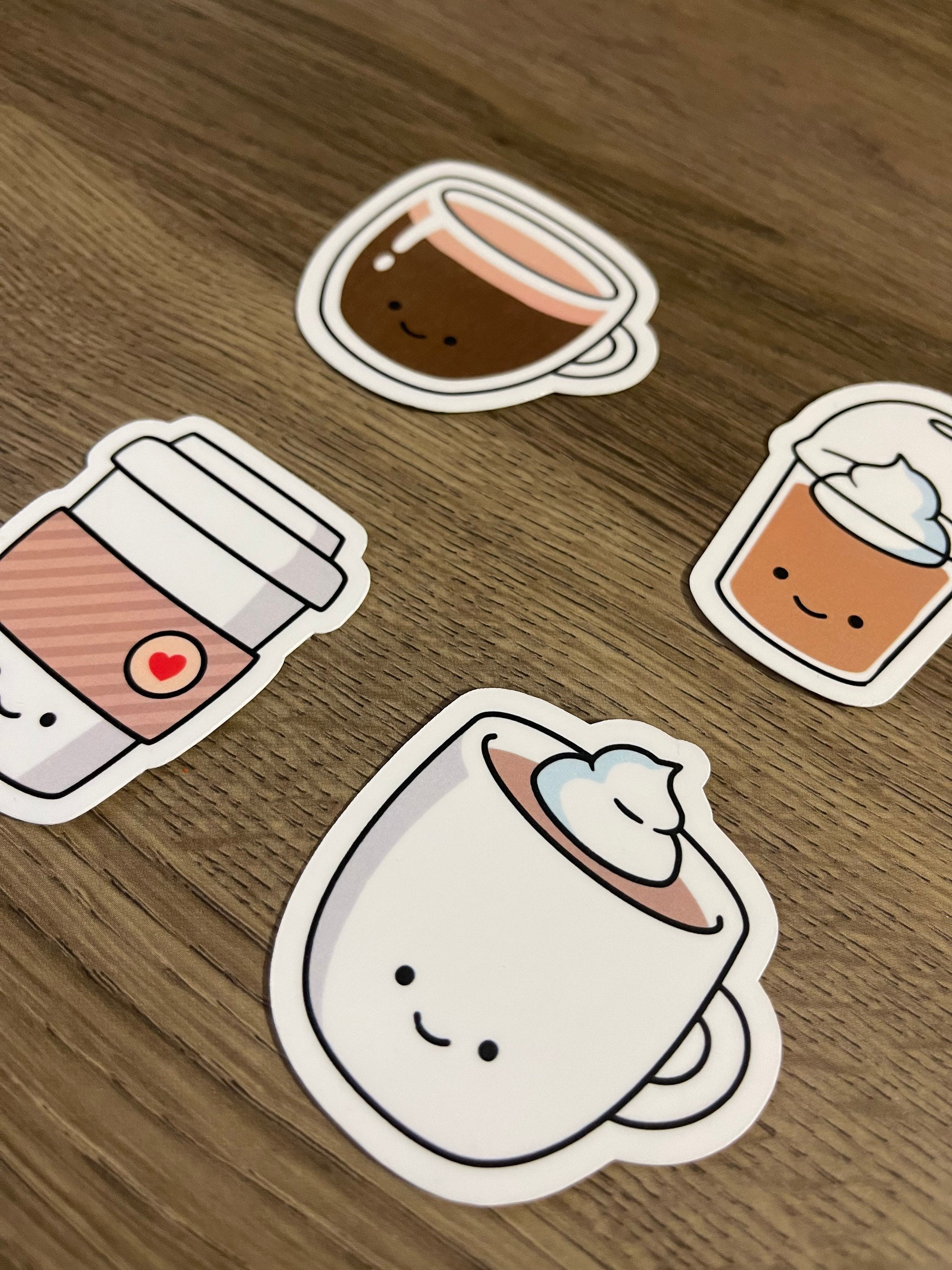 Cute Coffee and Tea Kawaii Waterproof Sticker Pack | Cute | Fun ...