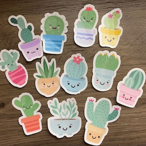 Cute Kawaii Plant Sticker Pack | Cute | Fun Stickers | Stickers | Gift for Her | Pack of 12 Planner Stickers