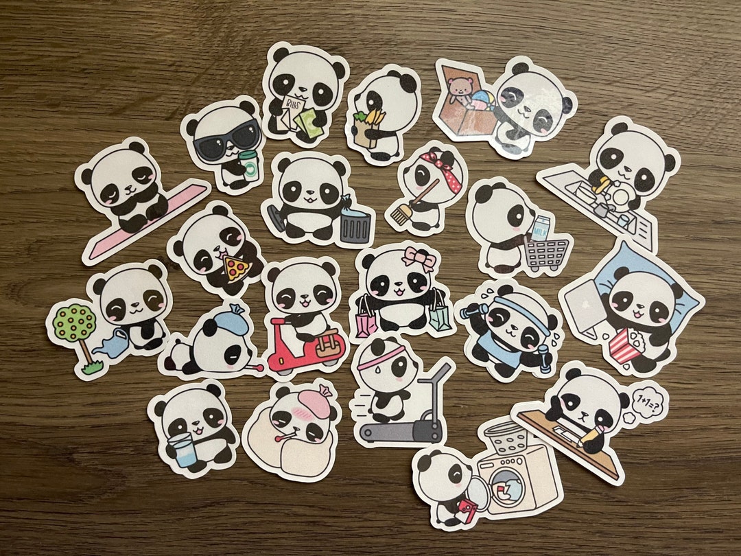 Kawaii Panda Sticker Pack: Fun Activities, Planner Stickers (21-piece ...