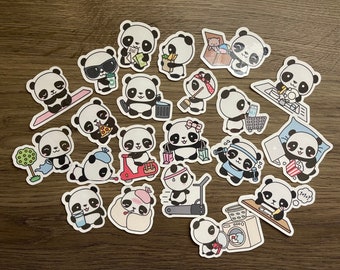 Kawaii Pandas Doing Fun Things Sticker Pack | Cute | Gift for Her | Planner Sticker | Summer Fun | Pack of 21 Stickers