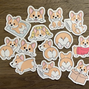 Cute Kawaii Corgi Sticker Pack | Cute | Fun Stickers | Stickers | Gift for Her | Pack of 14 Planner Stickers + Bonus Stickers