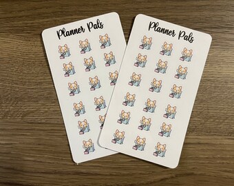 Planner Pals: Shopping Corgi Stickers | Cute | Fun Planner Stickers | Approx 0.5” x 0.5” Size|Gift for Her | Pack of 36 Planner Sticker