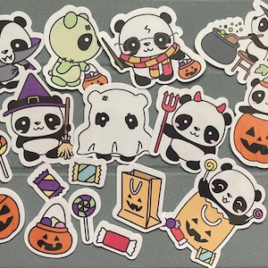 Halloween Panda Sticker Pack | Cute | Fun Stickers | Stickers | Pack of 9 Planner Stickers | Halloween Gifts | Approx 2.3” x  2”