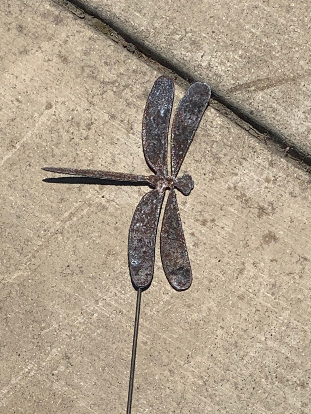 Rusty Metal Dragonfly Garden Stake Etsy