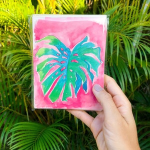 Cartes Monstera Note / Cartes Monstera / Feuille Monstera / Papeterie tropicale / Papeterie Monstera / Cartes Note