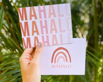 Mahalo Mixed Note Card Set / Hawaii Note Cards / Tropical Note Cards / Rainbow Note Cards / Mahalo Note Cards / Hawaii Thank You Cards