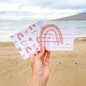 Keiki Fill-in-the-Blank Mahalo Cards - Neutral Rainbow / Toddler Thank You Cards / Hawaii Thank You Cards for Kids / Complete las tarjetas en blanco