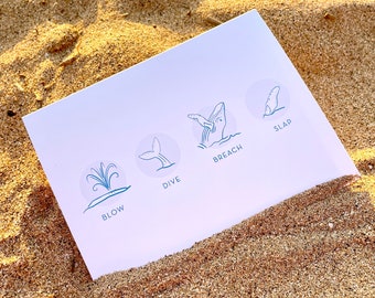 Whale Watching Note Cards / Whale Watching Cards / Whale Cards / Whale Art / Whale Stationery / Whale Illustrations / Note Cards