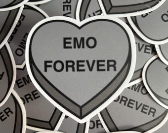 Emo forever zwart hart vinyl 2,5-inch sticker cadeau voor galentine