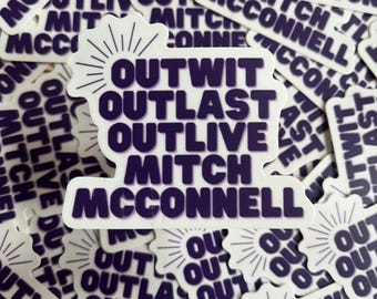 Outwit Outlast Outlive Mitch McConnell paarse vinylsticker