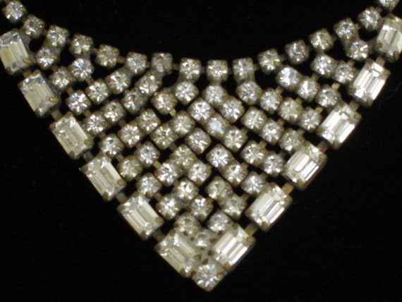 Vintage Crystal Rhinestone Necklace, Art Deco Nec… - image 4